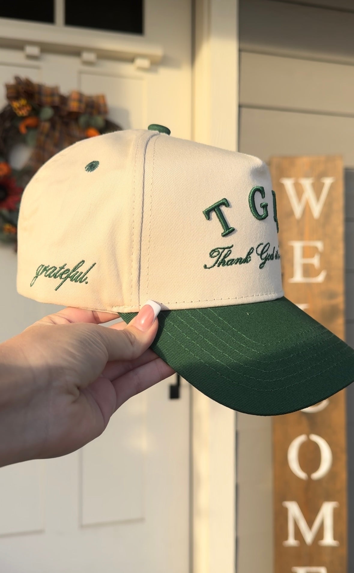 “Thank God it’s Fall” Embroidered Trucker Hat